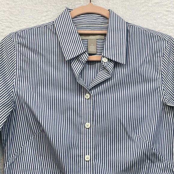 Banana Republic Shirt Womens 0 Blue Non Iron Button Down Long Sleeve Striped - Picture 4 of 10